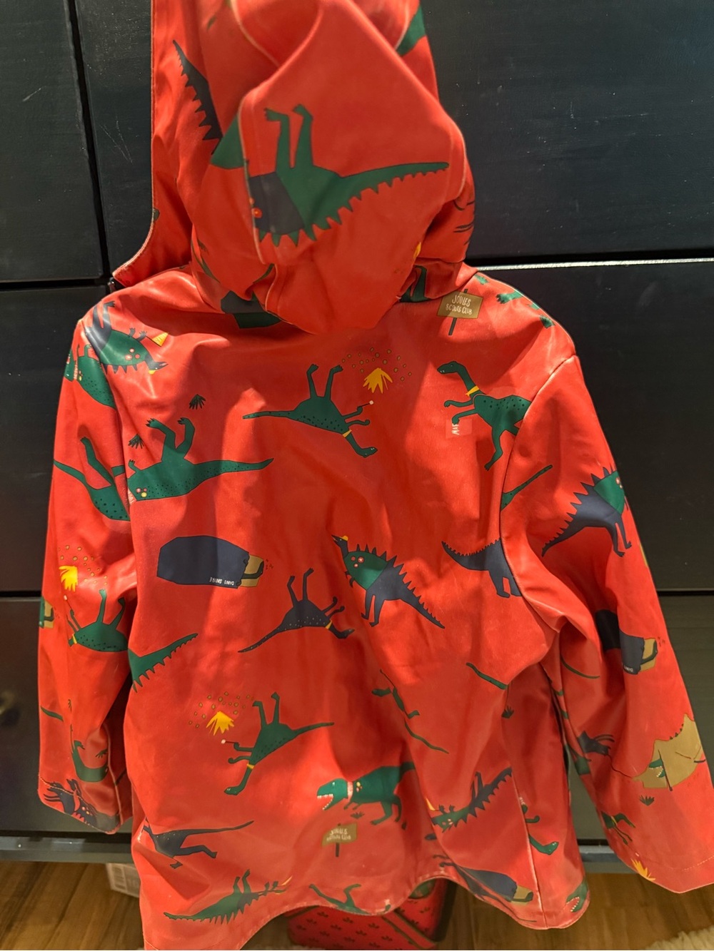 Joules Kids' Red Dino Print Waterproof Jacket - Picture 4 of 6